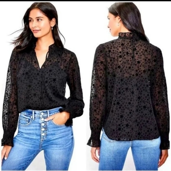 LOFT Tops - Loft Amazing Star Ruffle Blouse. NWT